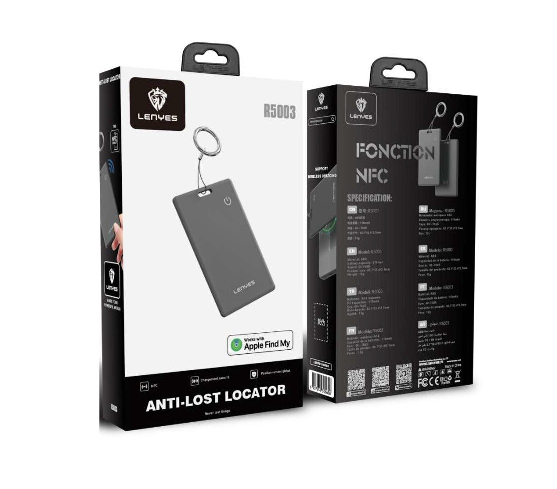 جهاز تتبع Lenyes Airtag يدعم Apple Find My وNFC وGPS تصميم نحيف للمحفظة والمفاتيح | Lenyes Airtag Tracker Apple Find My NFC GPS Ultra-Slim Wallet Keys