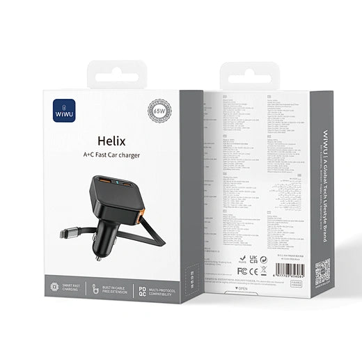 WiWU Wi-CC033 Helix 65W Triple Port Car Charger | شاحن سيارة WiWU Wi-CC033 Helix 65W ثلاثي المنافذ
