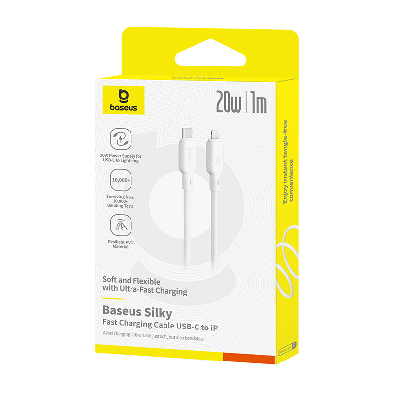 Baseus Silky Cable C-iP 20W 1m White - كابل بيسوس الحريري لآيفون