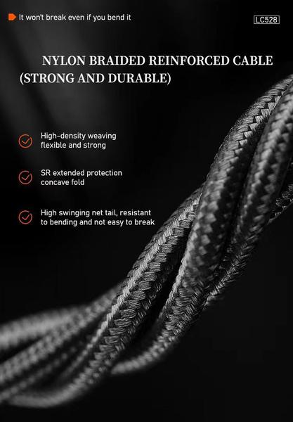 Lenyes LC-528 Type-C to Type-C 60W Nylon Cable 1.2M - كابل لينيس LC-528 Type-C إلى Type-C 60 واط