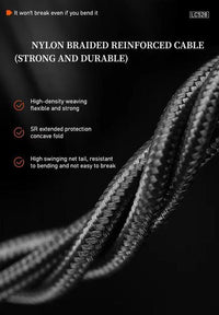 Lenyes LC-528 Type-C to Type-C 60W Nylon Cable 1.2M - كابل لينيس LC-528 Type-C إلى Type-C 60 واط