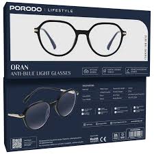 نظارة بورودو أوران الواقية من الضوء الأزرق بإطار TR90 - أسود | Porodo Lifestyle Oran Anti-Blue Light Glasses Black