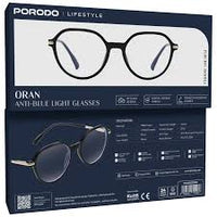 نظارة بورودو أوران الواقية من الضوء الأزرق بإطار TR90 - أسود | Porodo Lifestyle Oran Anti-Blue Light Glasses Black