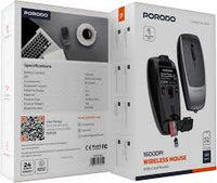 ماوس بورودو لاسلكي 1600DPI بلوتوث 5.1 بنقرة صامتة وقارئ بطاقات مدمج - أسود | Porodo 1600DPI Wireless Mouse with Card Reader Black