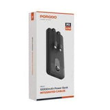 باور بانك بورودو 10000mAh بكيبلات مدمجة وشاشة رقمية وشحن سريع 22.5W - أسود | Porodo 10000mAh Power Bank with Integrated Cable Black
