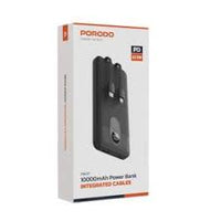 باور بانك بورودو 10000mAh بكيبلات مدمجة وشاشة رقمية وشحن سريع 22.5W - أسود | Porodo 10000mAh Power Bank with Integrated Cable Black