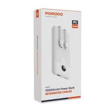 باور بانك بورودو 10000mAh بكيبلات مدمجة وشاشة رقمية وشحن سريع 22.5W - أسود | Porodo 10000mAh Power Bank with Integrated Cable Black