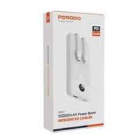 باور بانك بورودو 10000mAh بكيبلات مدمجة وشاشة رقمية وشحن سريع 22.5W - أسود | Porodo 10000mAh Power Bank with Integrated Cable Black