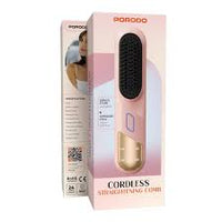 مشط بورودو لفرد الشعر اللاسلكي بأسنان سيراميك وبطارية 4000mAh و4 مستويات حرارة - وردي | Porodo Cordless Straightening Comb Pink