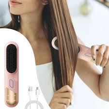 مشط بورودو لفرد الشعر اللاسلكي بأسنان سيراميك وبطارية 4000mAh و4 مستويات حرارة - وردي | Porodo Cordless Straightening Comb Pink