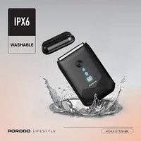 ماكينة حلاقة بورودو الجيبية بشفرتين وموتور 8000RPM للحلاقة الجافة والرطبة مقاومة للماء IPX6 - أسود | Porodo Lifestyle Dual-Blade Pocket Shaver Black