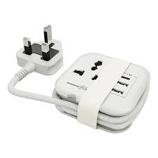 مقبس بورودو فولغا الكهربائي العالمي متعدد المنافذ 2500W مع USB-A وUSB-C - أبيض | Porodo Blue Volga Multi-Port Universal AC Socket with USB-A & C White