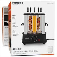 شواية كباب كهربائية بورودو Lifestyle Grilljet دوارة 900W 10 أسياخ مع مؤقت - أسود | Porodo Lifestyle Grilljet Electric Rotisserie Kebab Grill 900W 10 Skewers Black