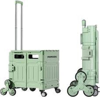 عربة بورودو Lifestyle القابلة للطي 75 لتر 8 عجلات مقبض فولاذي - أخضر | Porodo Lifestyle Collapsible Wagon Cart 75L 8 Wheels Green