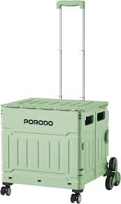 عربة بورودو Lifestyle القابلة للطي 75 لتر 8 عجلات مقبض فولاذي - أخضر | Porodo Lifestyle Collapsible Wagon Cart 75L 8 Wheels Green