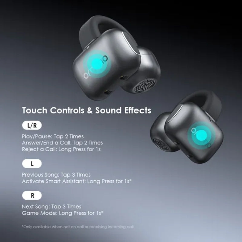 سماعات أورايمو اللاسلكية مفتوحة الاذن - رمادي | Oraimo TWS Earphone OPN-372N - Graphite Grey