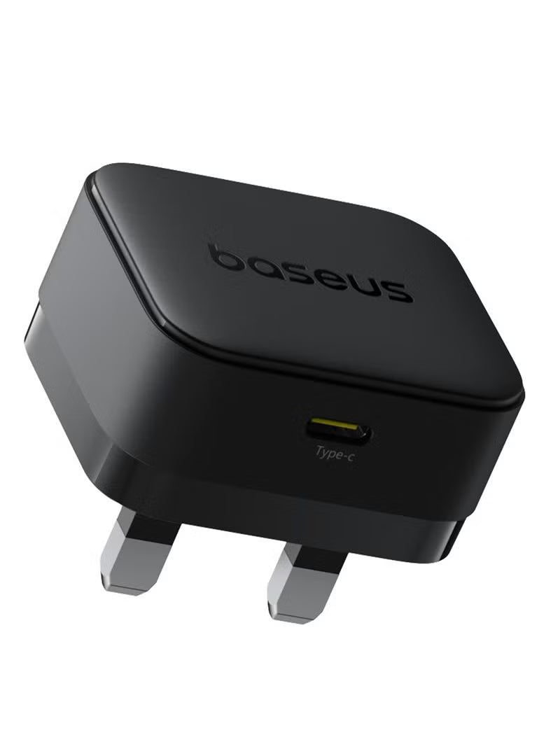 Baseus Palm Charger 1C 20W UK Black with Cable Type-C to Type-C 60W 1m Black | شاحن بيسوس بالم 20 واط بريطاني أسود مع كابل تايب سي 60 واط 1 متر