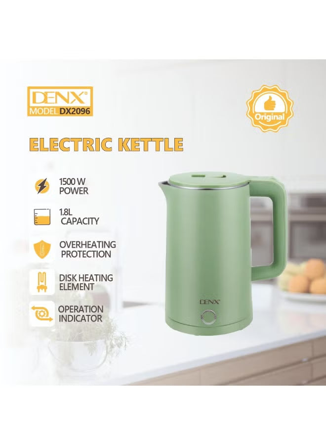 غلاية كهربائية دينكس DX2096 سعة 1.8 لتر وبقدرة 1500 واط | DENX DX2096 Electric Kettle 1.8L, 1500W