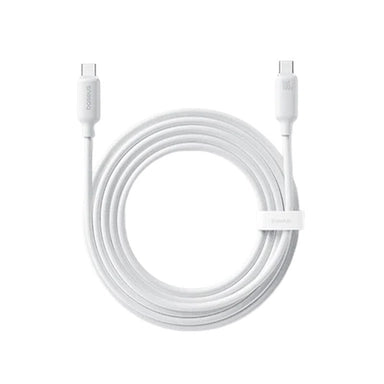 كيبل شحن سريع Baseus USB-C إلى USB-C بقدرة 100 واط طول 2 متر – أبيض | Baseus USB-C to USB-C 100W Fast Charging Cable 2m - Moon White