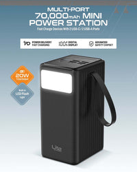 Moxedo 70,000mAh power station - ports view