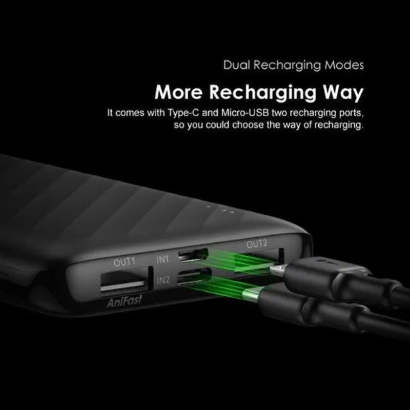 باور بانك أورايمو بسعة 10,000 مللي أمبير - اسود | Oraimo Power Bank 10K mAh 2.4A - Black