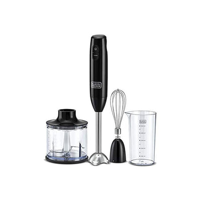 خلاط يدوي بلاك آند ديكر بقدرة 600 واط وبسعة 600 مل مع وعاء تقطيع وشفرات من الفولاذ | Black+Decker 600W 600ml Hand Blender with Chopping Bowl and Steel Blades