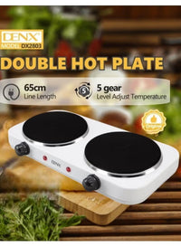DENX 2000W Dual Electric Hot Plate Cast Iron Burners DX2803 | موقد كهربائي مزدوج دينكس 2000 واط