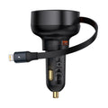 Baseus Enjoyment Pro 55W USB-A Car Charger with Retractable Lightning Cable - Black | شاحن سيارة بيسوس 55 واط مع كابل لايتننج قابل للسحب - أسود
