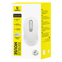 Baseus F02 Ergonomic Wireless Mouse USB 2.4GHz - White - ماوس لاسلكي مريح أبيض