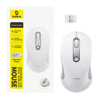 Baseus F02 Ergonomic Wireless Mouse USB 2.4GHz - White - ماوس لاسلكي مريح أبيض