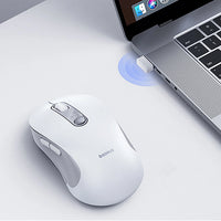 Baseus F02 Ergonomic Wireless Mouse USB 2.4GHz - White - ماوس لاسلكي مريح أبيض