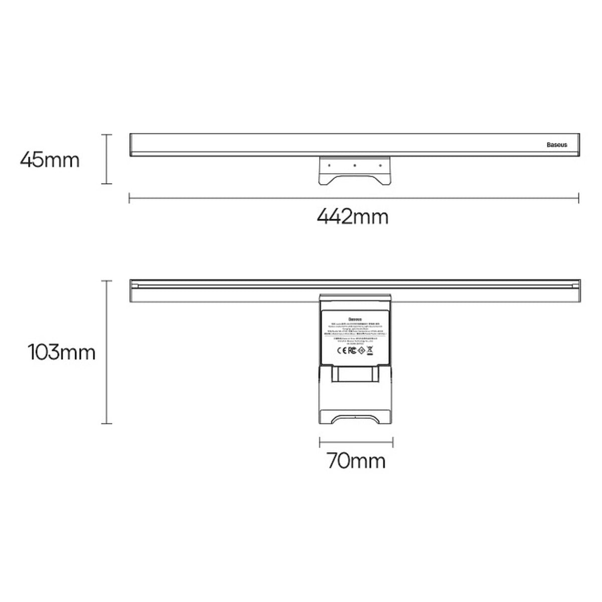 Baseus i-wok2 LED Lamp for Desktop Monitor Screen Lighting Black - إضاءة LED لشاشة الكمبيوتر