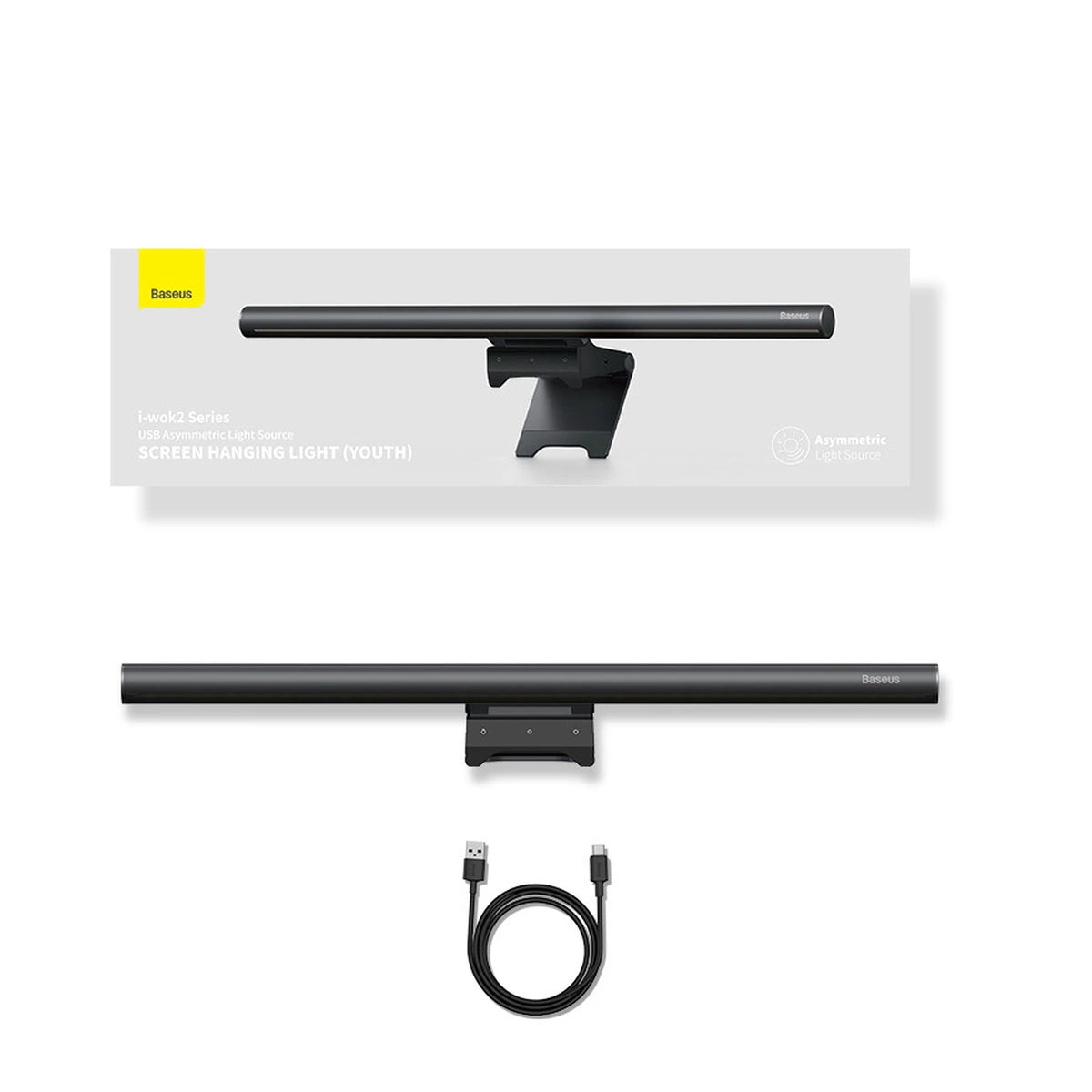 Baseus i-wok2 LED Lamp for Desktop Monitor Screen Lighting Black - إضاءة LED لشاشة الكمبيوتر