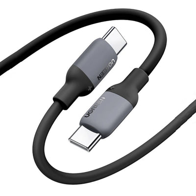 كابل Ugreen من Type-C إلى Type-C سيليكون أسود شحن سريع 2 متر - UGREEN USB-C to USB-C Silicone Fast Charging Cable Black 2M For Laptops & Phones