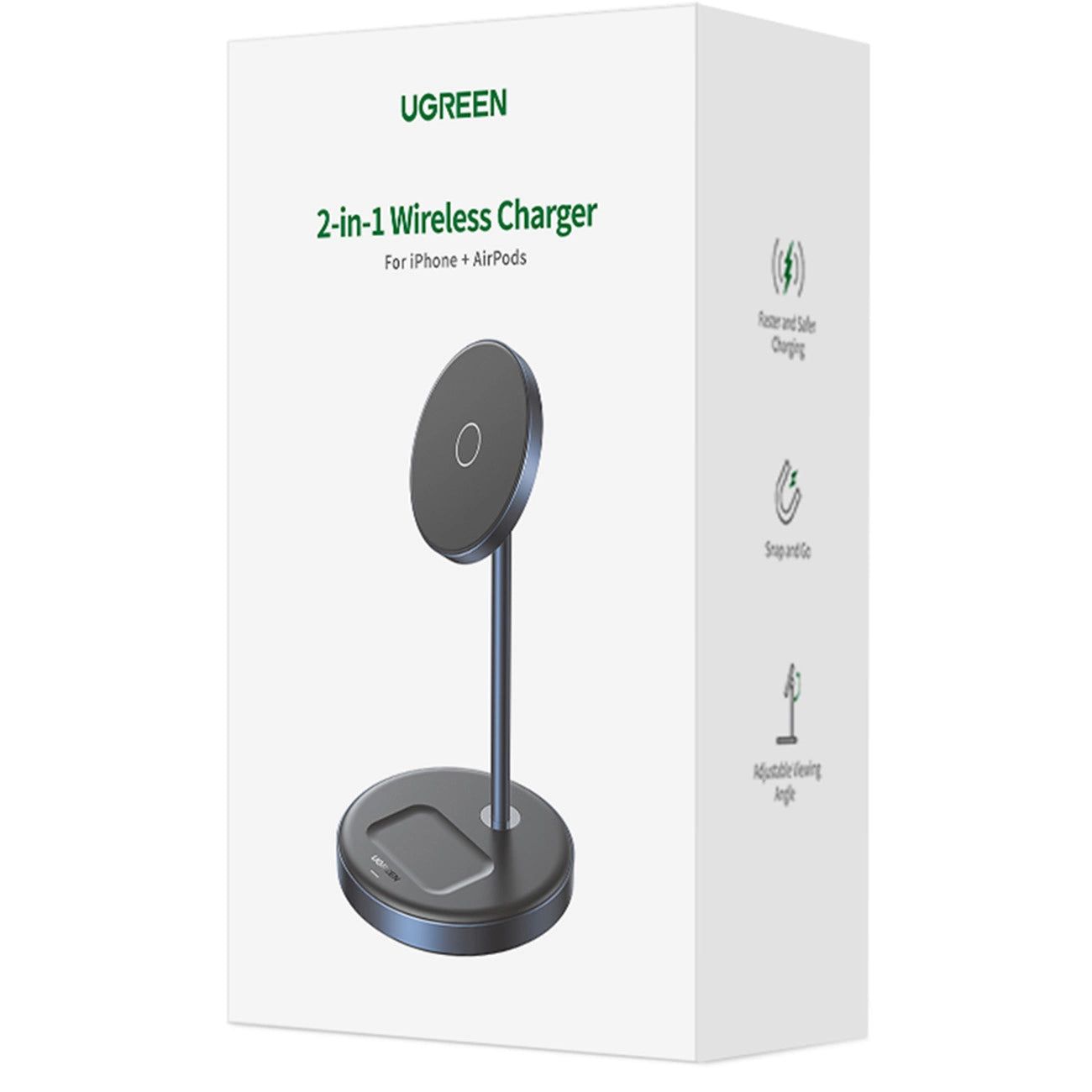 شاحن لاسلكي مغناطيسي UGREEN MagFlow 2-in-1 | Magnetic Wireless Charging Station