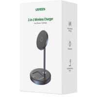 شاحن لاسلكي مغناطيسي UGREEN MagFlow 2-in-1 | Magnetic Wireless Charging Station