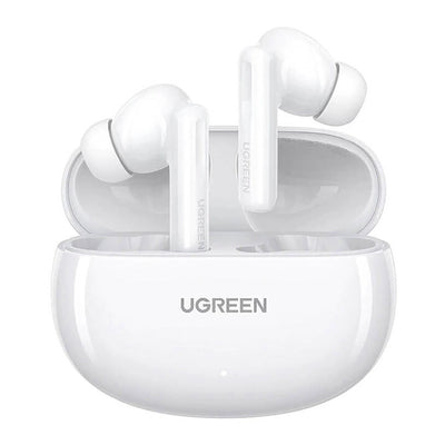 UGREEN Bluetooth V5.3 HiTune T6 Hybrid Active Noise Canceling Earbuds 30H Battery 48dB White - سماعات يوجرين هاي تيون T6 بلوتوث 5.3 إلغاء ضوضاء نشط 30 ساعة بيضاء