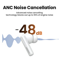 UGREEN Bluetooth V5.3 HiTune T6 Hybrid Active Noise Canceling Earbuds 30H Battery 48dB White - سماعات يوجرين هاي تيون T6 بلوتوث 5.3 إلغاء ضوضاء نشط 30 ساعة بيضاء