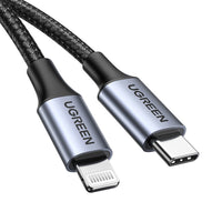 كيبل UGREEN USB-C إلى Lightning شحن سريع 3A أسود 1 متر | UGREEN USB-C to Lightning PD Fast Charging 3A Max Black 1m