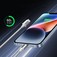 كيبل يوجرين USB-C إلى لايتننج شحن سريع PD 3A فضي 1 متر | UGREEN USB-C to Lightning PD Fast Charging 3A Max Silvery 1m