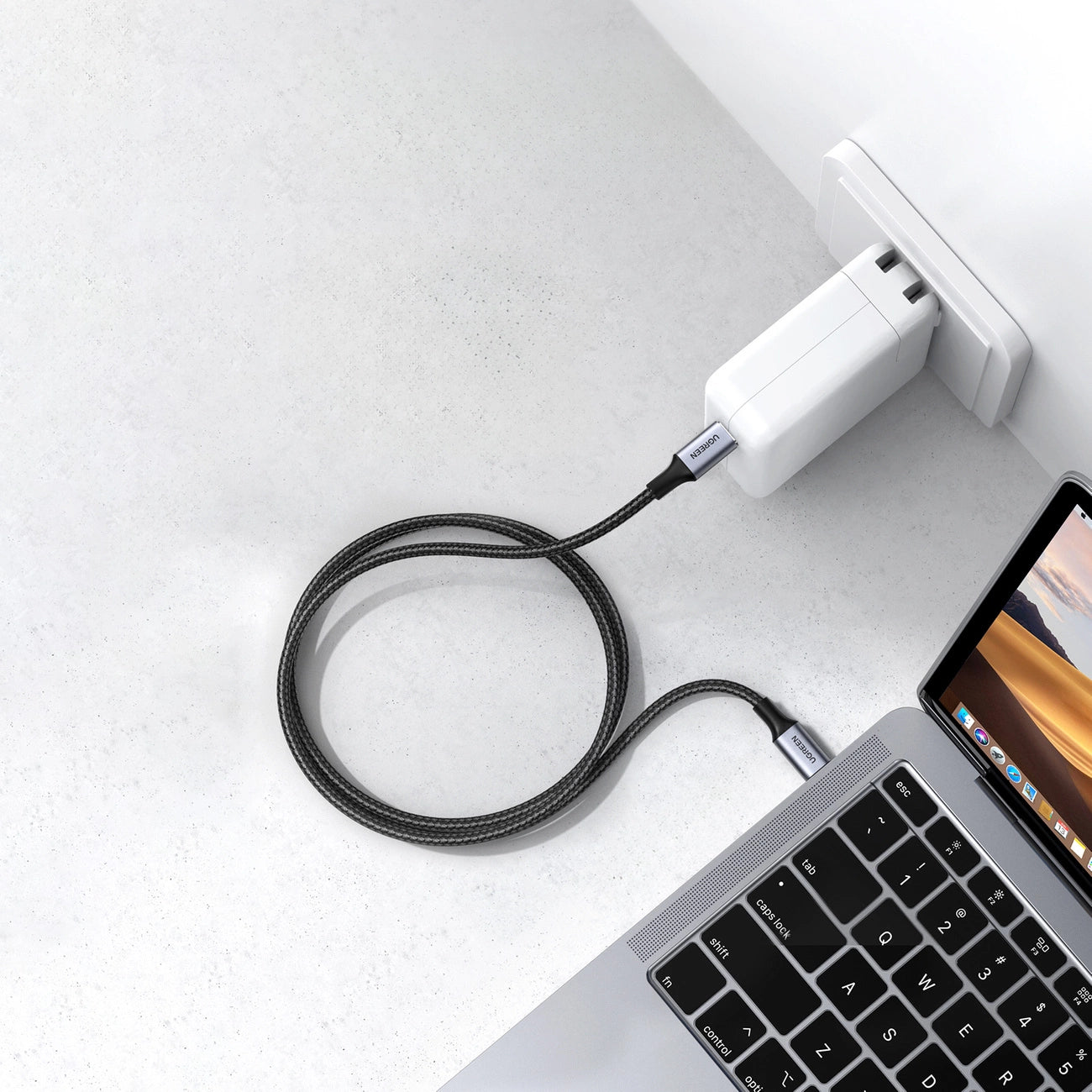كيبل UGREEN USB-C إلى USB-C 2.0 شحن سريع 5A هيكل ألمنيوم 0.5م | UGREEN USB-C to USB-C 2.0 480Mbps 5A Aluminum Case Charging Cable 0.5m