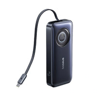 Baseus EnerCore CR11 10000mAh 45W Power Bank with Retractable USB-C Cable - Black | باور بانك بيسوس إنيركور CR11 10000 مللي أمبير 45 واط مع كابل USB-C قابل للسحب - أسود