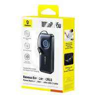Baseus EnerCore CR11 10000mAh 45W Power Bank with Retractable USB-C Cable - Black | باور بانك بيسوس إنيركور CR11 10000 مللي أمبير 45 واط مع كابل USB-C قابل للسحب - أسود