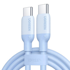 كيبل يوجرين USB-C إلى USB-C سيليكون شحن سريع أزرق 1م للابتوب والهواتف | UGREEN USB-C to USB-C Silicone Fast Charging Cable Blue 1M