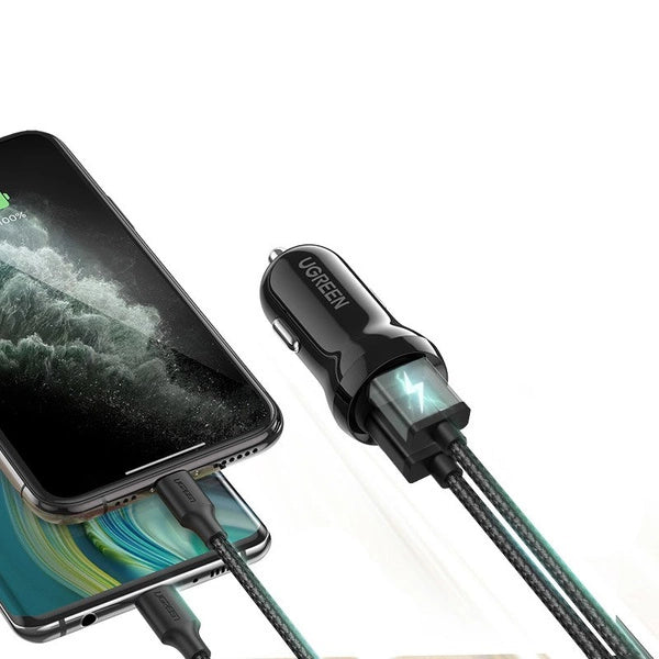 UGREEN Car Charger Mini 24W Dual USB 4.8A Fast Adapter | شاحن سيارة يو جرين 24 واط منفذين