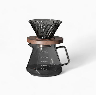 V60 set (سيت تقطير زجاج اسود لامع)