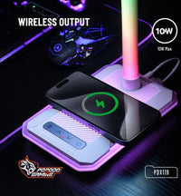 بورودو مصباح مكتبي متعدد الوضائف مع شحن لاسلكي - ابيض | Porodo Multifunctional Esports Desk Lamp with Wireless Charger - White