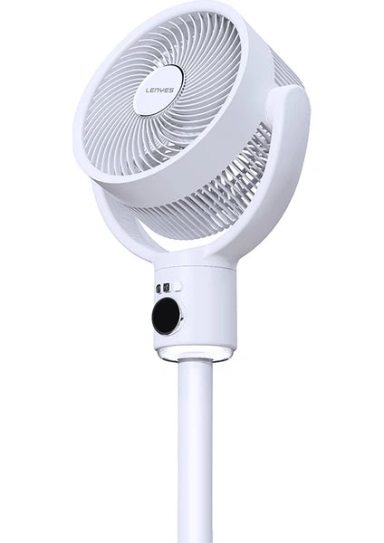 Lenyes LHF10 مروحة LED رقمية 10 إنش 5 سرعات بجسم قابل للتمديد وريموت كنترول - أبيض | Lenyes LHF10 10-Inch Digital LED 5-Speed Extendable Tower Fan with Remote - White