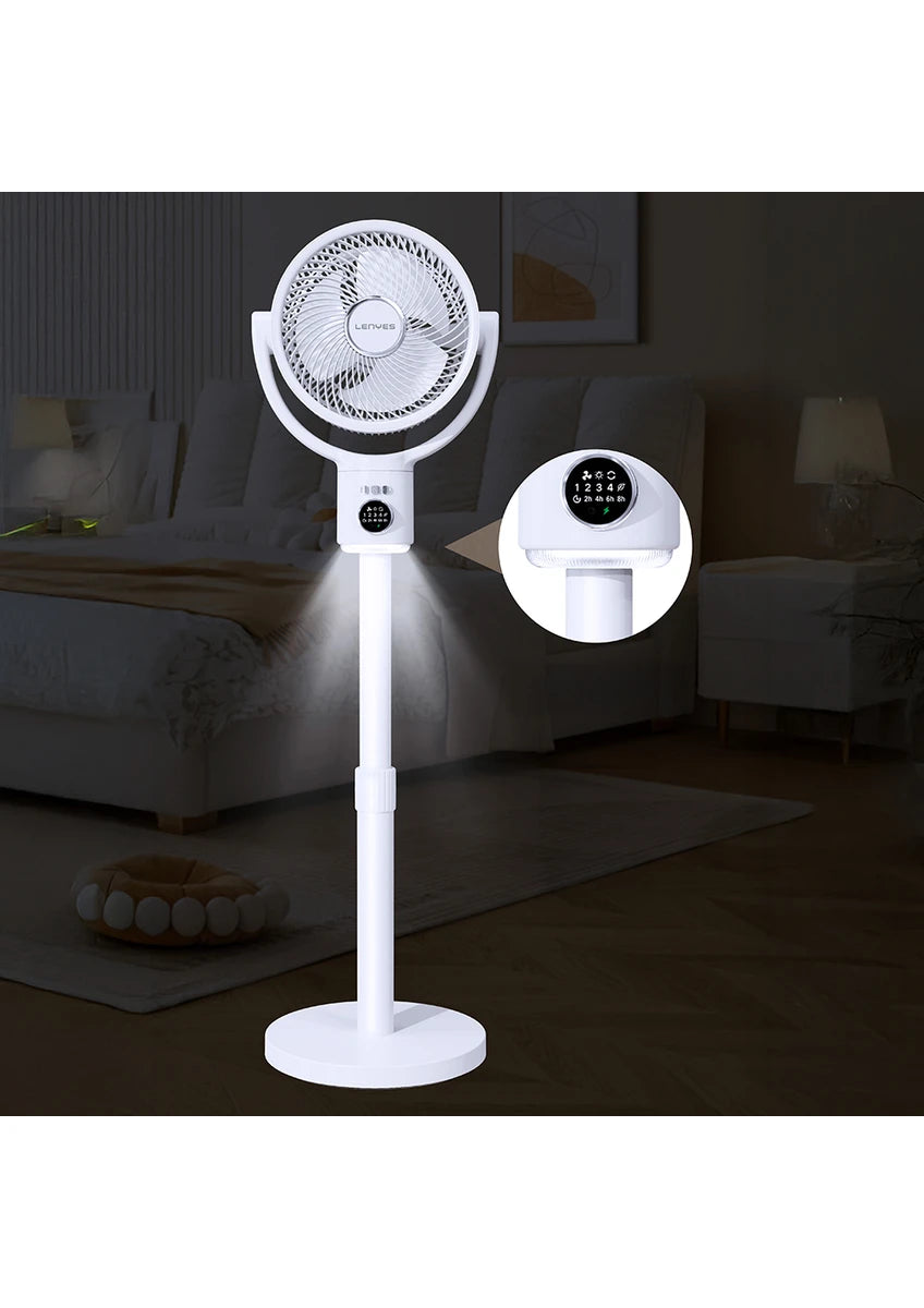 Lenyes LHF10 مروحة LED رقمية 10 إنش 5 سرعات بجسم قابل للتمديد وريموت كنترول - أبيض | Lenyes LHF10 10-Inch Digital LED 5-Speed Extendable Tower Fan with Remote - White