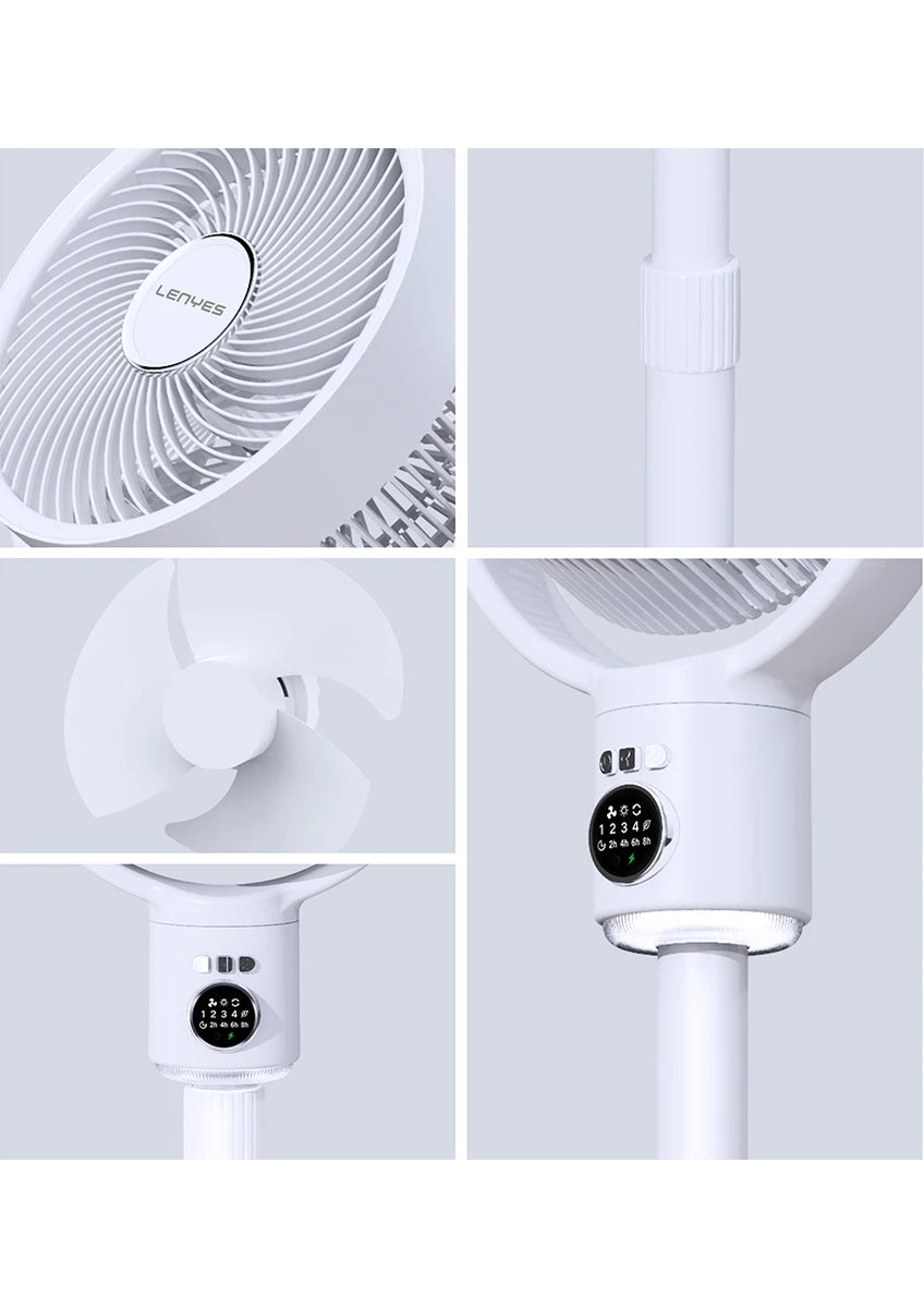 Lenyes LHF10 مروحة LED رقمية 10 إنش 5 سرعات بجسم قابل للتمديد وريموت كنترول - أبيض | Lenyes LHF10 10-Inch Digital LED 5-Speed Extendable Tower Fan with Remote - White